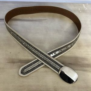Chicos genuine decorative ivory colored leather belt size medium